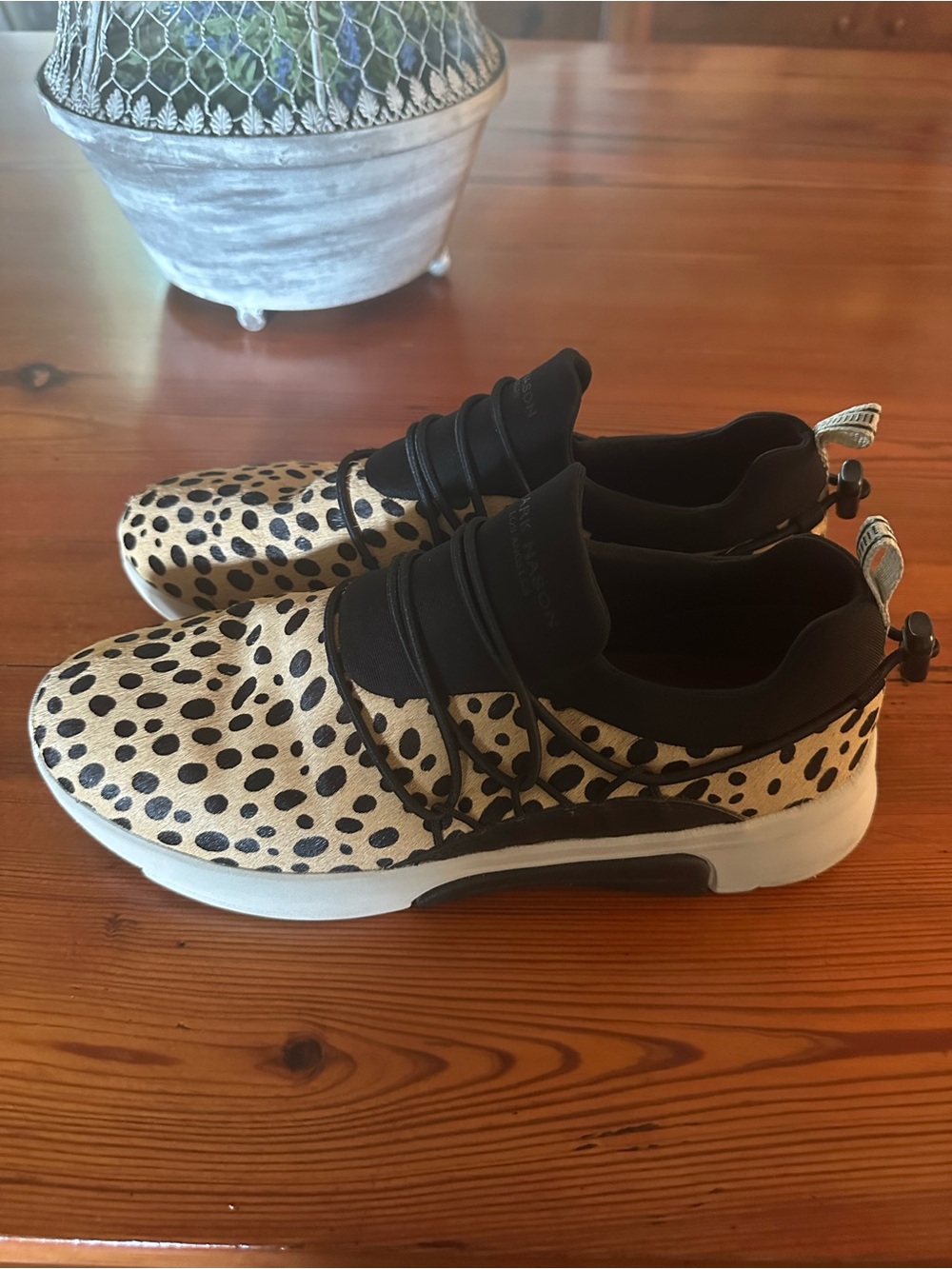 Mark Nason Leopard Print Slip-On Sneakers - Black & Cream